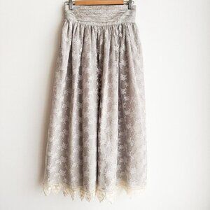 Vintage Lorrie Kabala Grey White Lace Overlay Maxi Skirt S